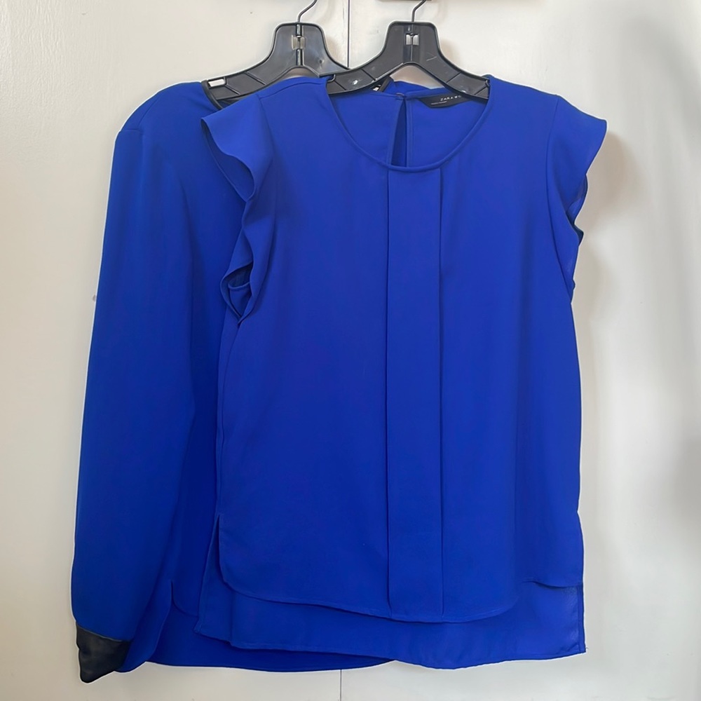 2 Zara Woman Bright Blue Blouses